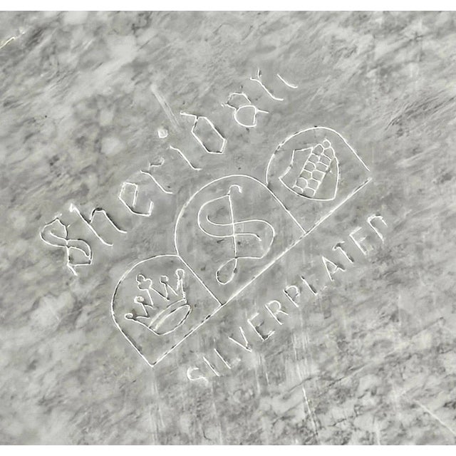 Vintage Silver Plated Pedestal Cake Stand by Sheridan Silver For Sale - Image 13 of 14