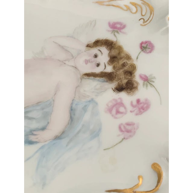 An antique circa 1900s French Art Nouveau Belle Epoque by Jean Pouyat, Limoges, hand painted porcelain gilt Cake dish...