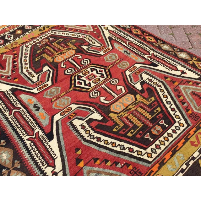 Mustard 1960s Vintage Turkish Handmade Kilim Rug - 55"x87" For Sale - Image 8 of 10