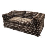 Very Funky Post MCM Geometric Velvet Upholstered Loveseat Sofa, C1970s For Sale