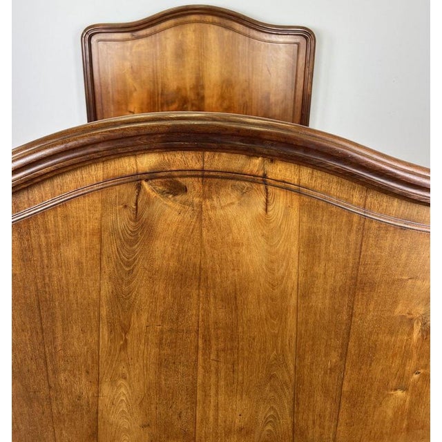 Antique French Style Double Bed Frame with Carved Walnut Headboard For Sale - Image 4 of 18
