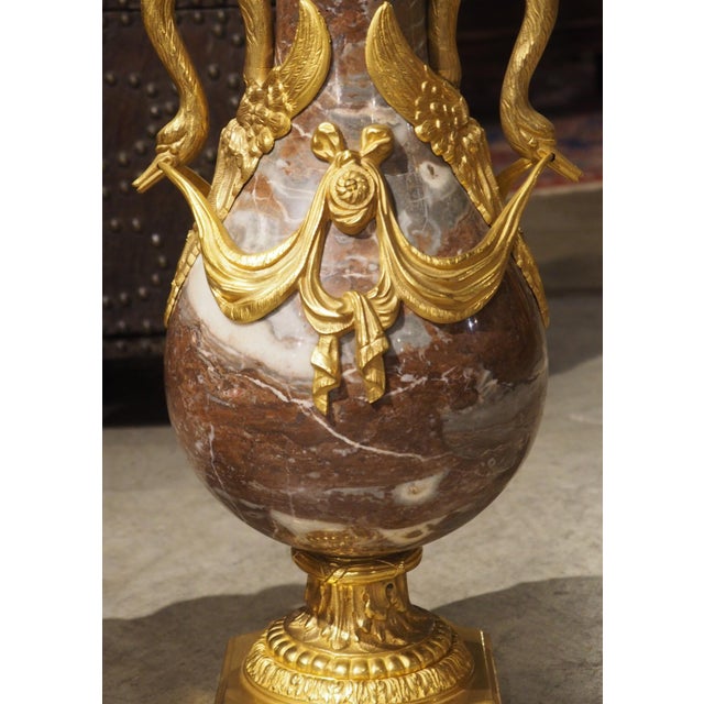 Bronze Pair of Circa 1885 Louis XVI Style French Gilt Bronze Mounted Marble Cassolettes For Sale - Image 8 of 18