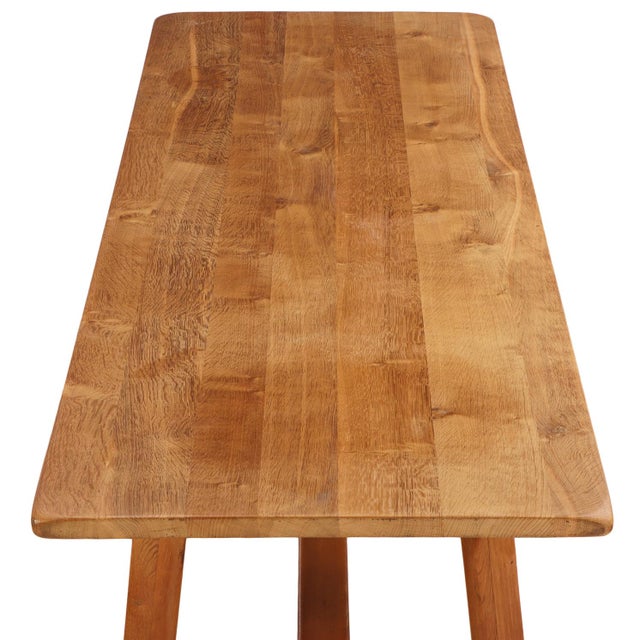 A French Brutalist Style Solid Oak Dining Table, C. 1950. For Sale - Image 4 of 7