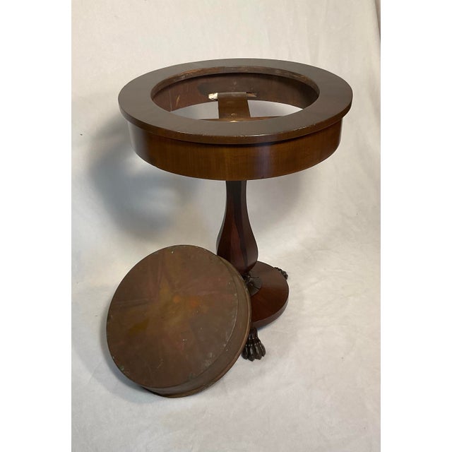 Antique 1800s Rosewood Pedestal Plant Holder Removable Copper Insert, Three-Legged Lions Hairy Paw For Sale - Image 4 of 12