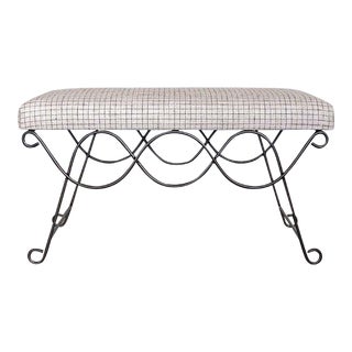 Panoplie Iron Double Loop Bench, Linen Check For Sale