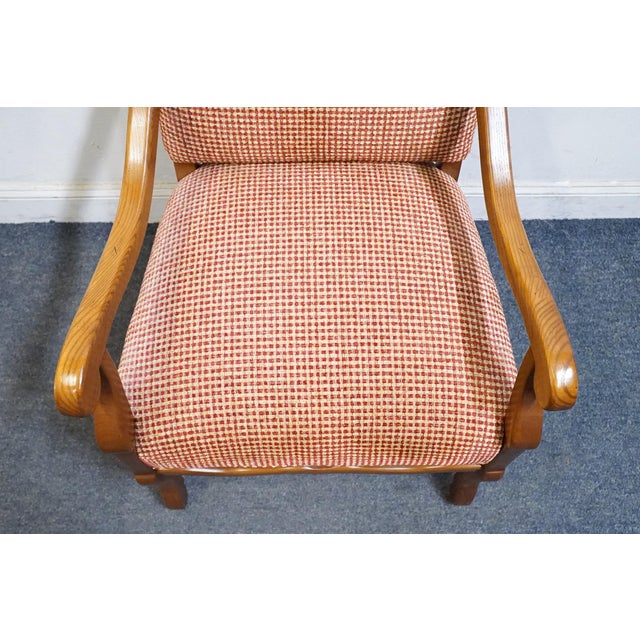 Brown Pearson Furniture Solid Ash Country French Accent Lounge Arm Chair W. Brick Red Basketweave Upholstery 01422-00 For Sale - Image 8 of 11