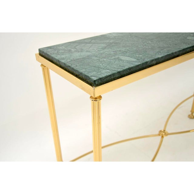 Vintage French Brass and Marble Console Table, 1970s For Sale - Image 9 of 12
