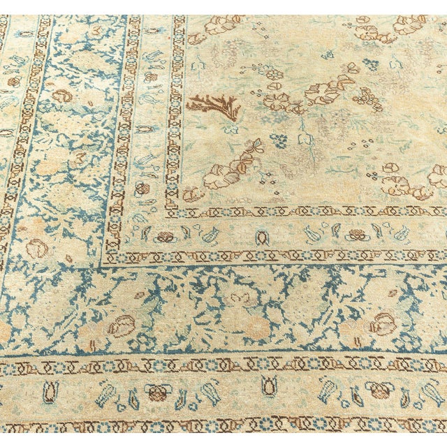 Persian Antique Persian Tabriz Botanic Handmade Wool Rug For Sale - Image 3 of 7