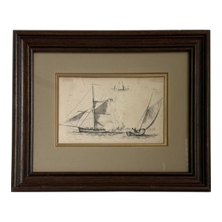 Mid 20th Century Nautical Ship & Seascape Print, Framed For Sale