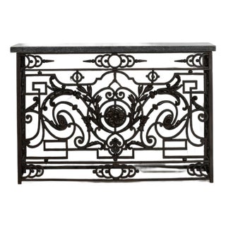 Neoclassical Wrought Iron Console With Belgian Bluestone For Sale