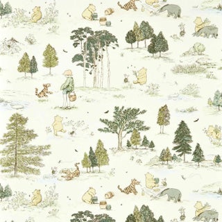 Sanderson Winnie the Pooh Wallpaper in Macaron Green For Sale