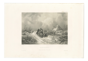 Pehr Wickenberg, Swedish Winter, Children Sledding, 1850, Lithograph