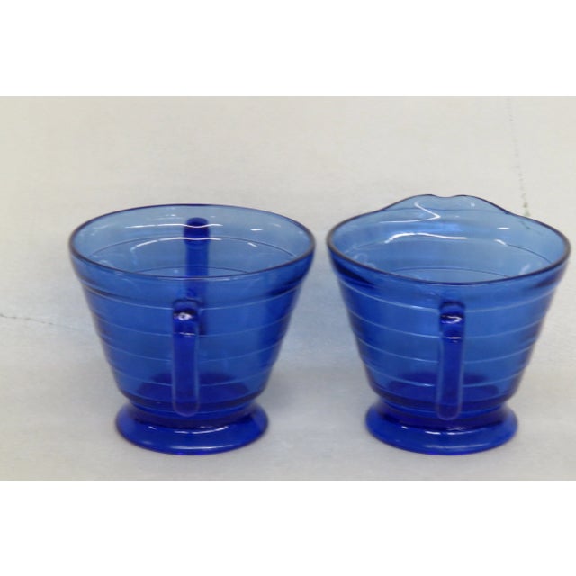Hazel Atlas Cobalt Blue Creamer and Sugar Bowl Set 4180b For Sale - Image 10 of 11