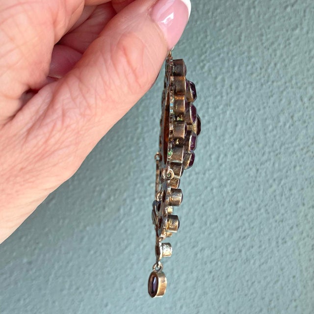 Metal Antique Austro-Hungarian Silver Amethyst Enamel Pendant For Sale - Image 7 of 8