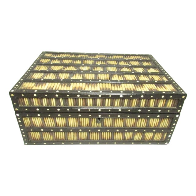 Large Antique Anglo Indian Fitted Quill Box For Sale
