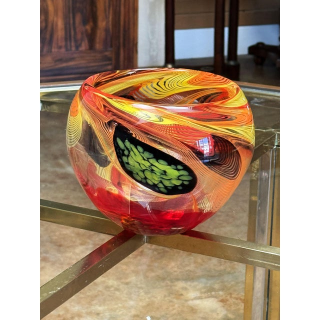 Orange Mid-Century Modern Murano Art Glass Bowl From Italy For Sale - Image 8 of 8
