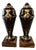 Art Deco Black and Silver Vases on Marble Bases, 1920s, Set of 2 For Sale