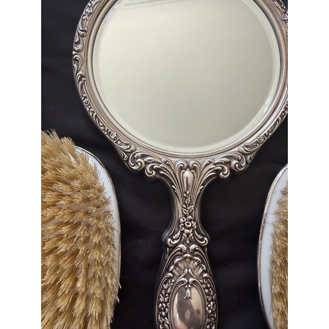 Traditional Vintage Gorham Silver Vanity Set Monogrammed For Sale - Image 3 of 12