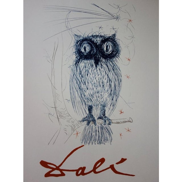 Modern Salvador Dali, The Blue Owl, Signed Lithograph For Sale - Image 3 of 7