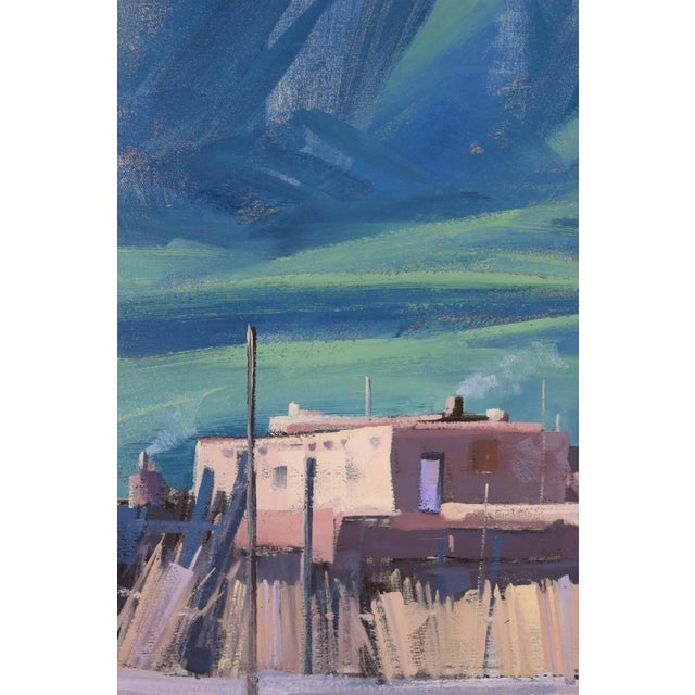 Vintage Howard Carr Indian Village Landscape Abstract Expressionism Oil Painting For Sale - Image 4 of 9