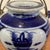 Antique Chinese Export Blue & White Porcelain Teapot W/Wire Bail Handles Qing Dynasty Stamped on Wood Base For Sale - Image 4 of 12