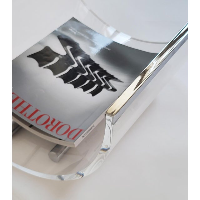 Vintage Italian Acrylic and Chrome Magazine Rack, 1970s For Sale - Image 8 of 9