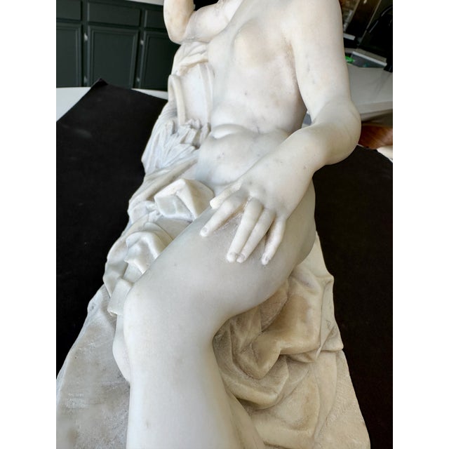 19th-Century Italian White Marble Sculpture Reclining Nymph Woman For Sale - Image 16 of 18
