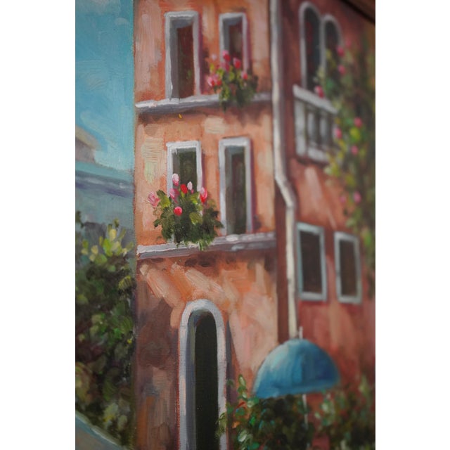 1980s Vicentini Artist Signed Venice Canal Framed Oil Painting on Canvas For Sale - Image 5 of 11