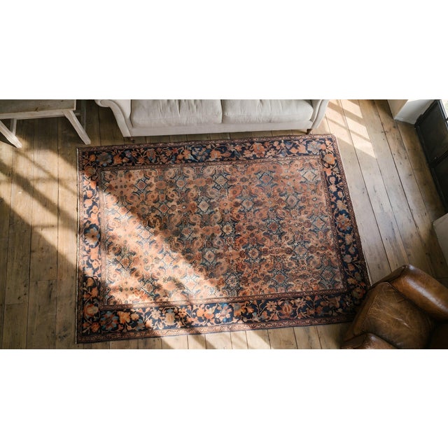 Beautiful Ivory Color With Lovely Rosette Border & Allover-Geometric Design Antique Persian Sarouk Farahan Rug For Sale - Image 12 of 12