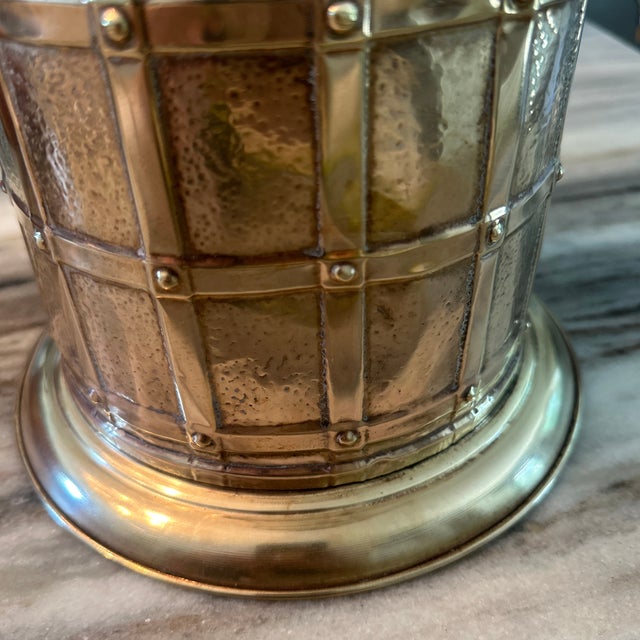 Metal Vintage English Brass Umbrella /Cane Stand With Lattice Design For Sale - Image 7 of 7