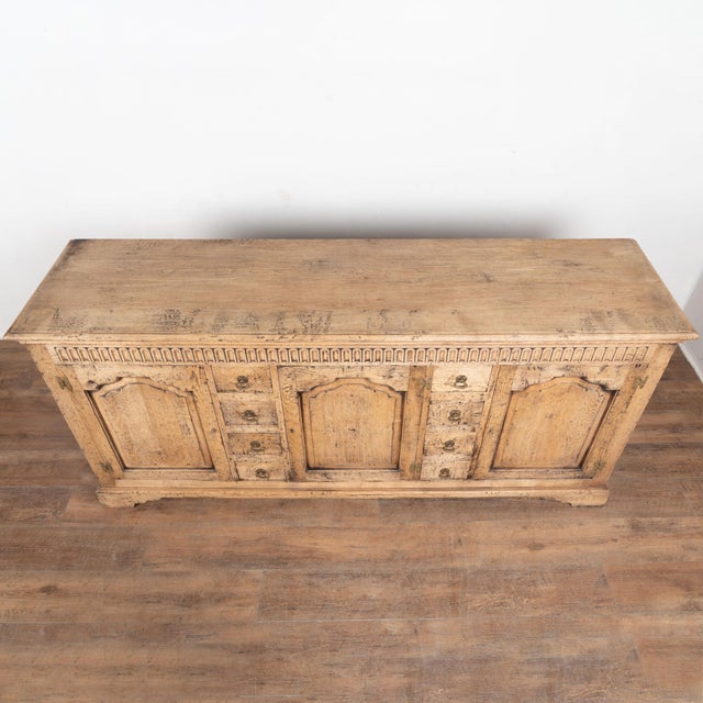 19th Century French Bleached Oak Sideboard Buffet With Eight Drawers For Sale - Image 4 of 14