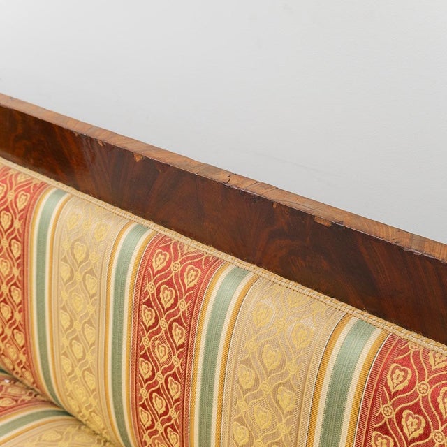 3-Seater Sofa in Wood and Striped Fabric, 1950s For Sale - Image 12 of 14