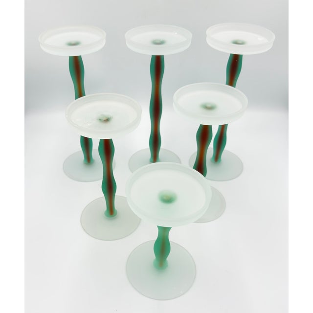 Orrefors Postmodern Orrefors "Celeste" Candle Holders by Anne Nilsson Squiggle 6pc Set For Sale - Image 4 of 6