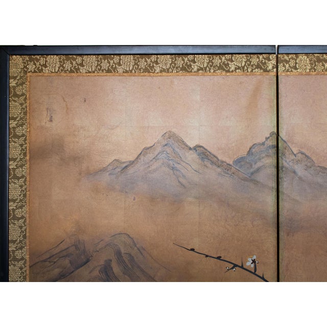 "Ancient Plum Blossoms and Mandarin Ducks" by Yukiga, 1970s Japanese Byobu Screen For Sale - Image 12 of 18