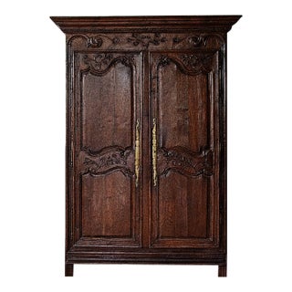 Hand Carved Antique Provincial French Oak Armoire | Ca. 1780s For Sale