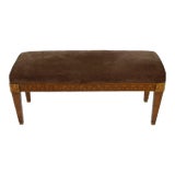 Upholstered Bench With Greek Key Detail For Sale