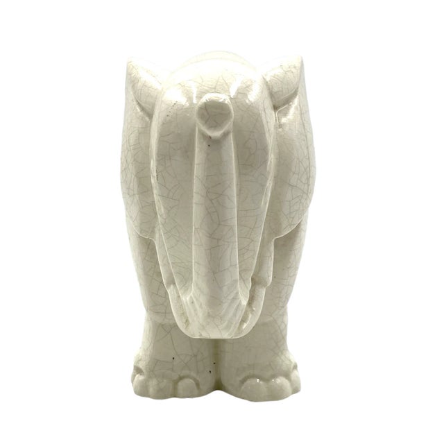 Circa 1930 Charles Lemanceau Art Deco Cubist Elephant Craquelé Figurine For Sale - Image 10 of 13