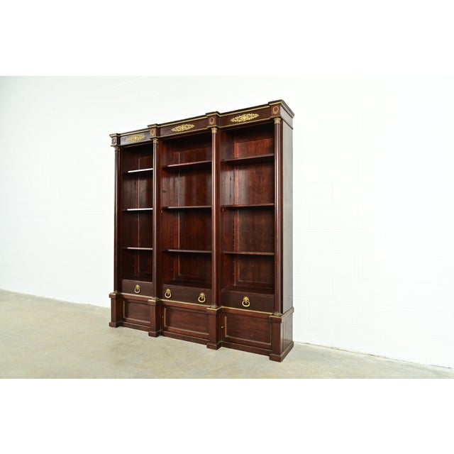 French Jacob-Desmalter Style Antique French Empire Mahogany Bibliotheque Bookcase Cabinet With Mounted Gilt Bronze Ormolu, Circa 1880s For Sale - Image 3 of 14