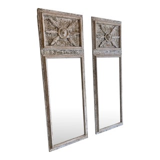 Handsome Pair of Tuscan Mirrors With Carved Face Motif For Sale