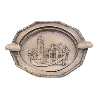 Decagonal Silver Ashtray with Reliefs For Sale