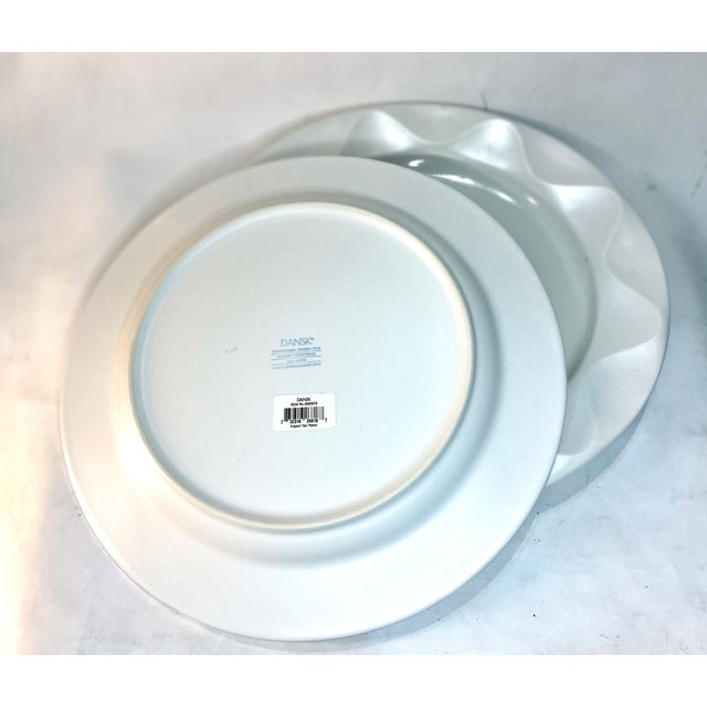 1980s Vintage Dansk "Origami" White Ceramic Chop Plates / Round Platters - Pair For Sale - Image 5 of 5