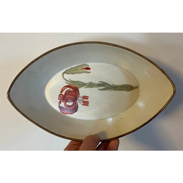 English Antique 18th Century English Creamware Botanical Dessert Dish With Named Specimen Scarlet Marathon Lily For Sale - Image 3 of 13