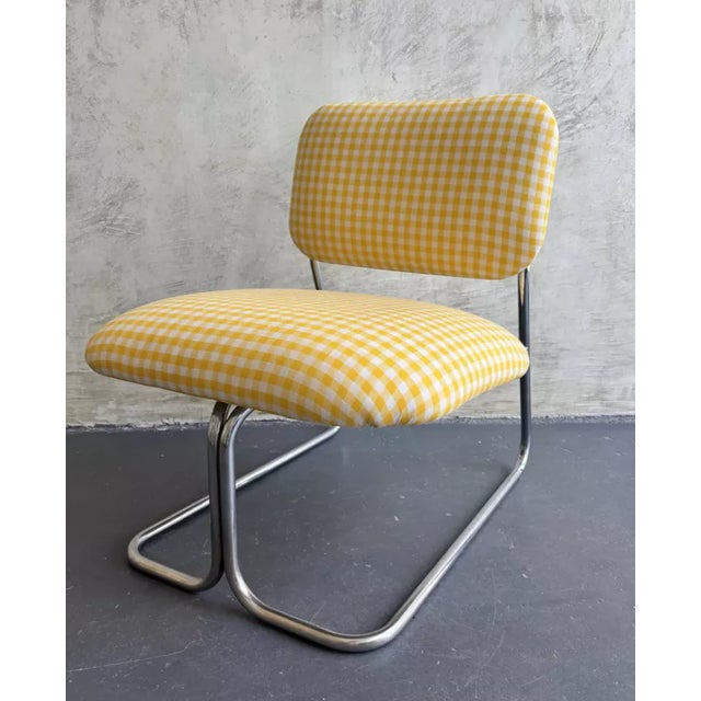 Small Armchair with Plaid Fabric, 1980s For Sale - Image 4 of 6