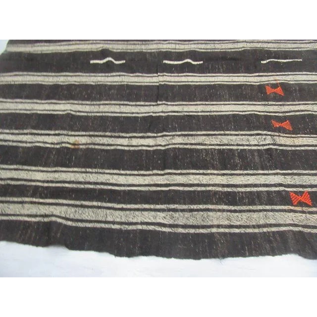 1960's Vintage Kilim Black & Gray Striped Rug- 9′10″ × 10′ For Sale - Image 4 of 6