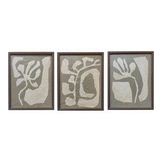 Contemporary Abstract Botanical Paintings on Canvas by r.k. Red - Set of Three For Sale
