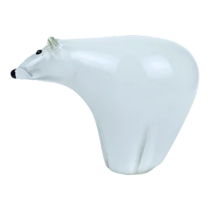 Mid 20th Century Hand Blown Glass Murano Style Polar Bear Glass Art Figurine