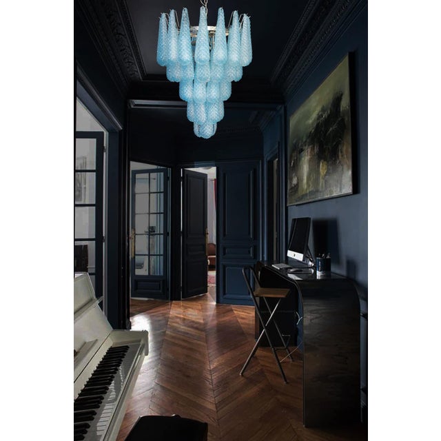 Magic Murano Blue Drops Chandeliers, 1980s, Set of 2 For Sale - Image 3 of 15