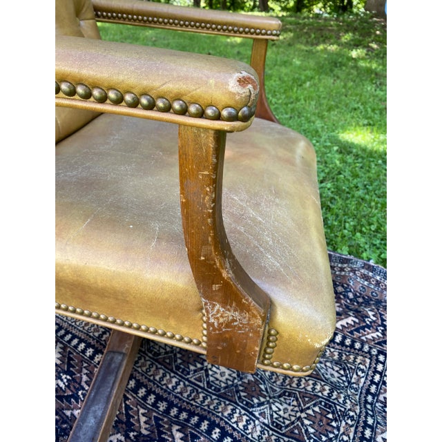 Vintage Executive Tufted Leather Swivel Office Desk Chair For Sale - Image 10 of 13