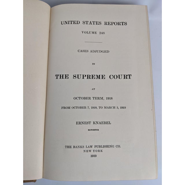 1918 United States Reports Supreme Court Law Books, Tan, Burgundy & Black, Set of 3 For Sale - Image 4 of 12