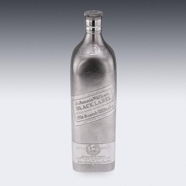 Large Novelty Silver Johnnie Walker Whisky Bottle, 1940s For Sale - Image 4 of 18